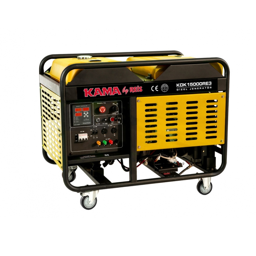 Генератор дизельний KDK15000RE3, 3-фазний 220 / 400V, 50Hz, 15kVA / 12kW, бак 34л, витрата 3.3 л / год, пуск: стартер (без АКБ), 960х660х760 мм, 230 кг