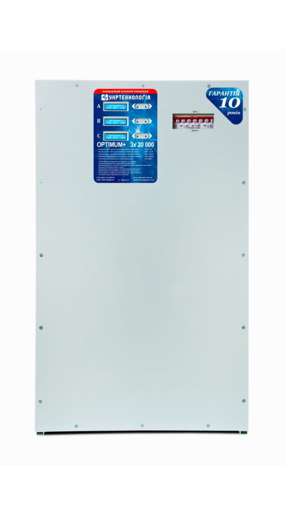 Стабілізатор напруги теристорний OPTIMUM 3х20 HV (60кВА) 220В, стабілізація 285÷520, 12 ступенів
