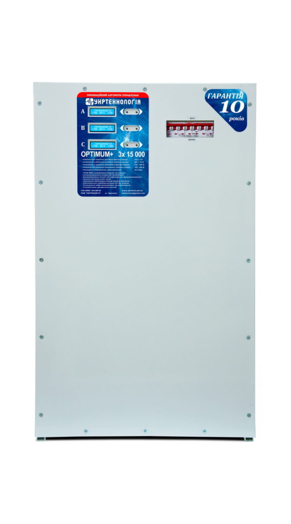 Стабілізатор напруги теристорний OPTIMUM 3х15 HV (45кВА) 220В, стабілізація 285÷520, 12 ступенів