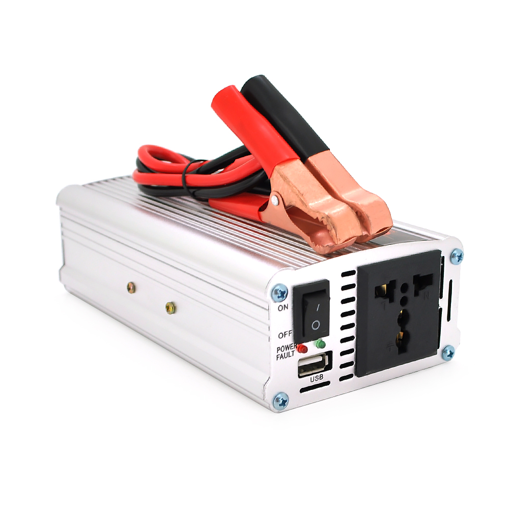 Інвертор напруги Himastar1000W (DC:500W), 12 / 220V з апроксимованою синусоїдою, 1 універсальна розетка, 1*USB (DC:5V / 2.4A), клеми+затискачі, Q40