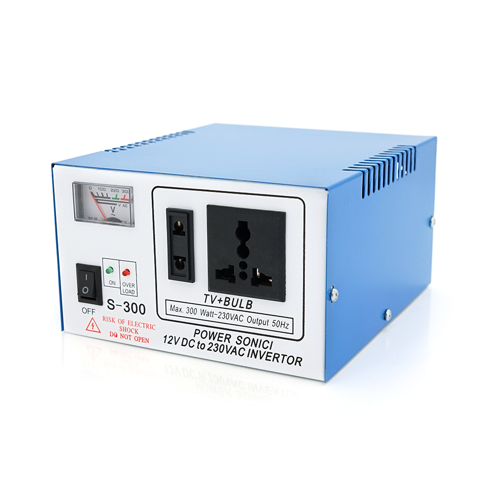 Інвертор напруги S-300 (DC:150W), 12 / 220 з апроксимованою синусоїдою, 2 універсальна розетка, крокодили, Q12