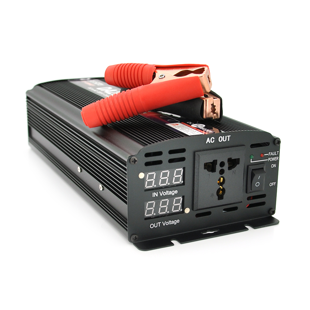 Інвертор напруги ST2500CP (DC:1250W), 12 / 220V з апроксимованою синусоїдою, 1 універсальна розетка, крокодили, BOX