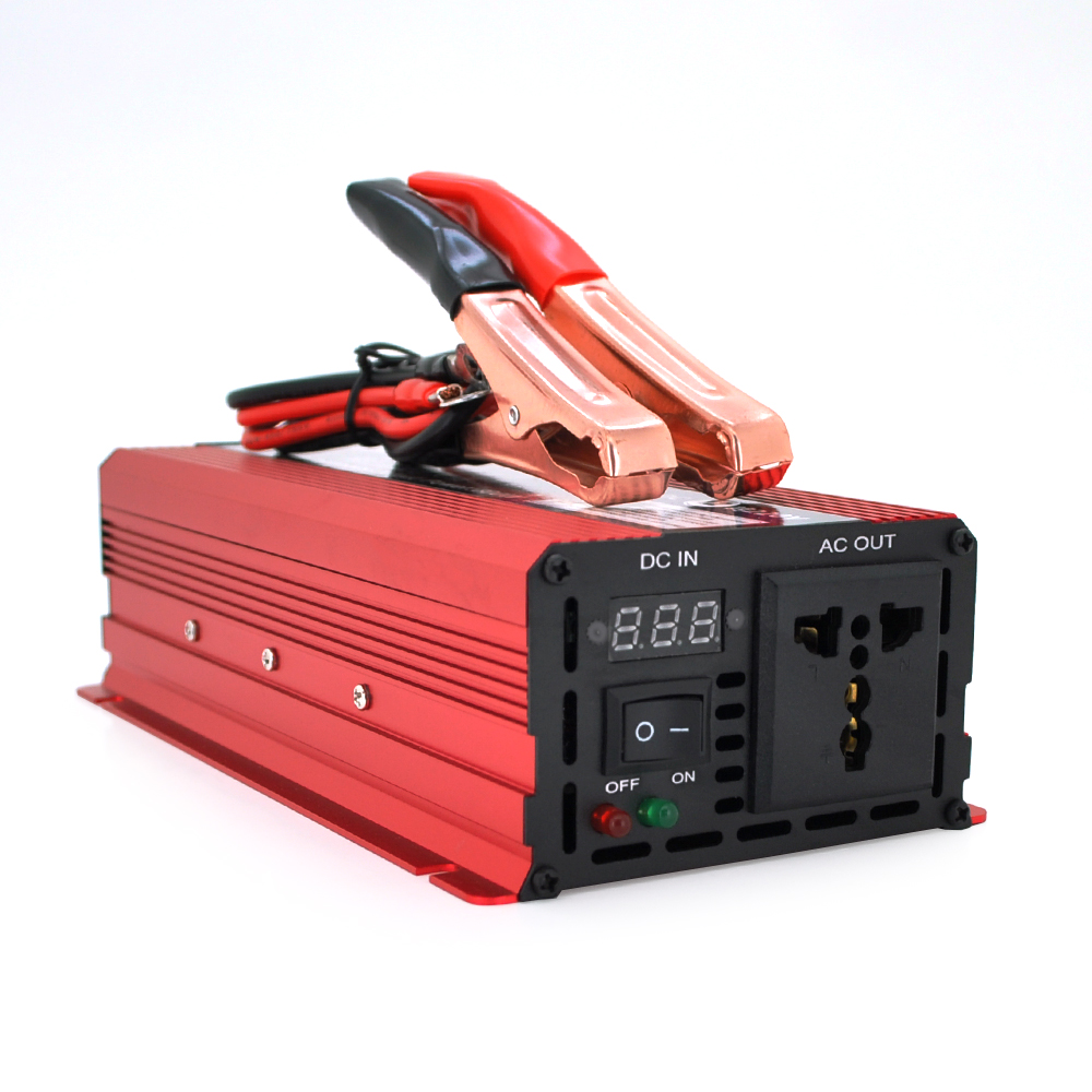 Інвертор напруги CJ-1600M (DC:800W), 12 / 220V з апроксимованою синусоїдою, 1 універсальна розетка, крокодили, Q24