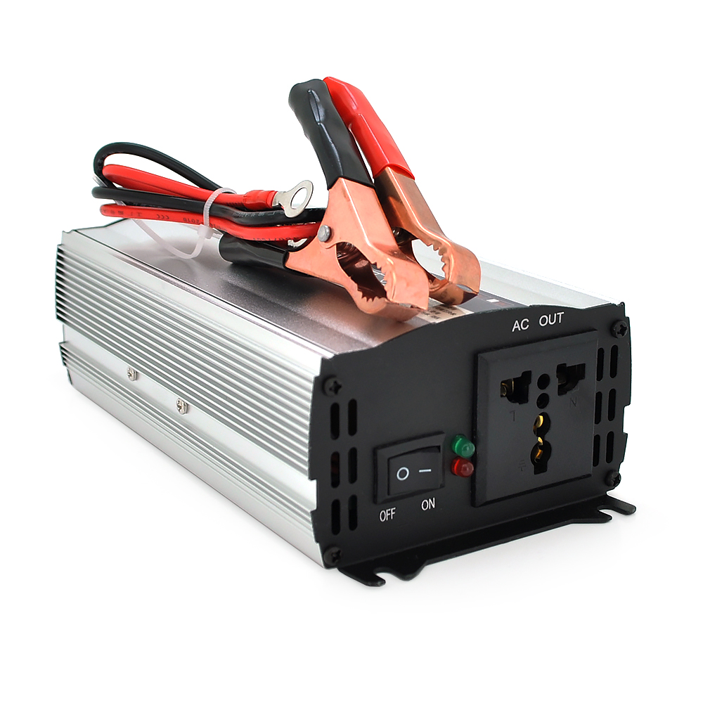 Інвертор напруги CJ-500Q (DC:250W), 12 / 220V з апроксимованою синусоїдою, 1 універсальна розетка, крокодили, BOX
