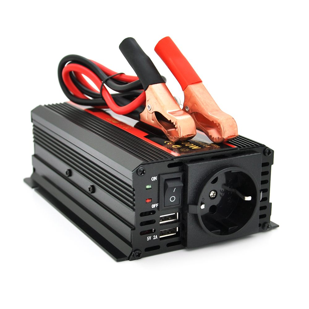Інвертор напруги CARMAER1500W (300 Вт), 12 / 220V з апроксимованою синусоїдою, 1Shuko, 2*USB (DC:5V / 2A), крокодили+ прикурювач, Q20
