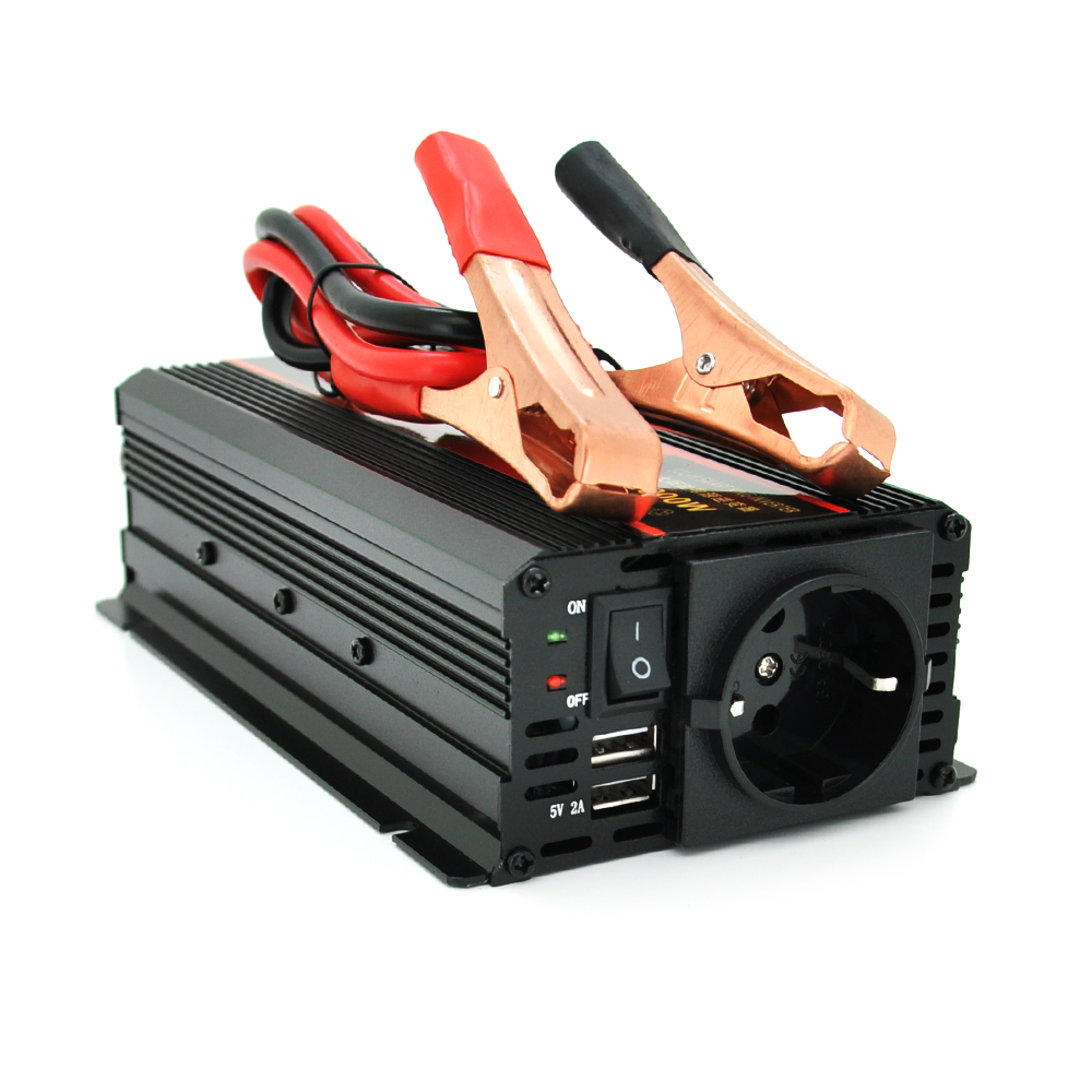 Інвертор напруги CARMAER2000W (1000Вт), 12 / 220V з апроксимованою синусоїдою, 1Shuko, 2*USB (DC:5V / 2A), крокодили+ прикурювач, Q20