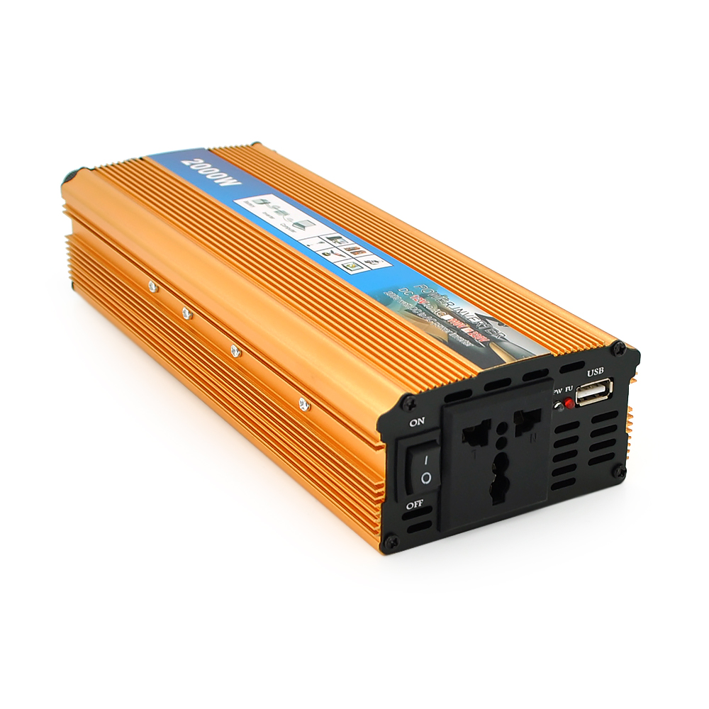 Інвертор напруги M2000W (DC:900W), 12 / 220V з апроксимованою синусоїдою, 1 універсальна розетка, 1*USB (DC:5V / 2A), крокодили+прикурювач, BOX