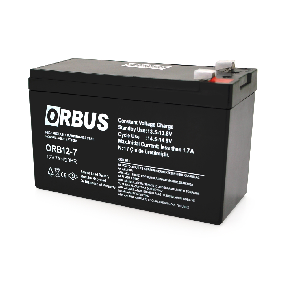 Акумуляторна батарея ORBUS ORB1270 AGM 12V 7Ah (151 x 65 x 94) 2.0 kg Q10 / 450