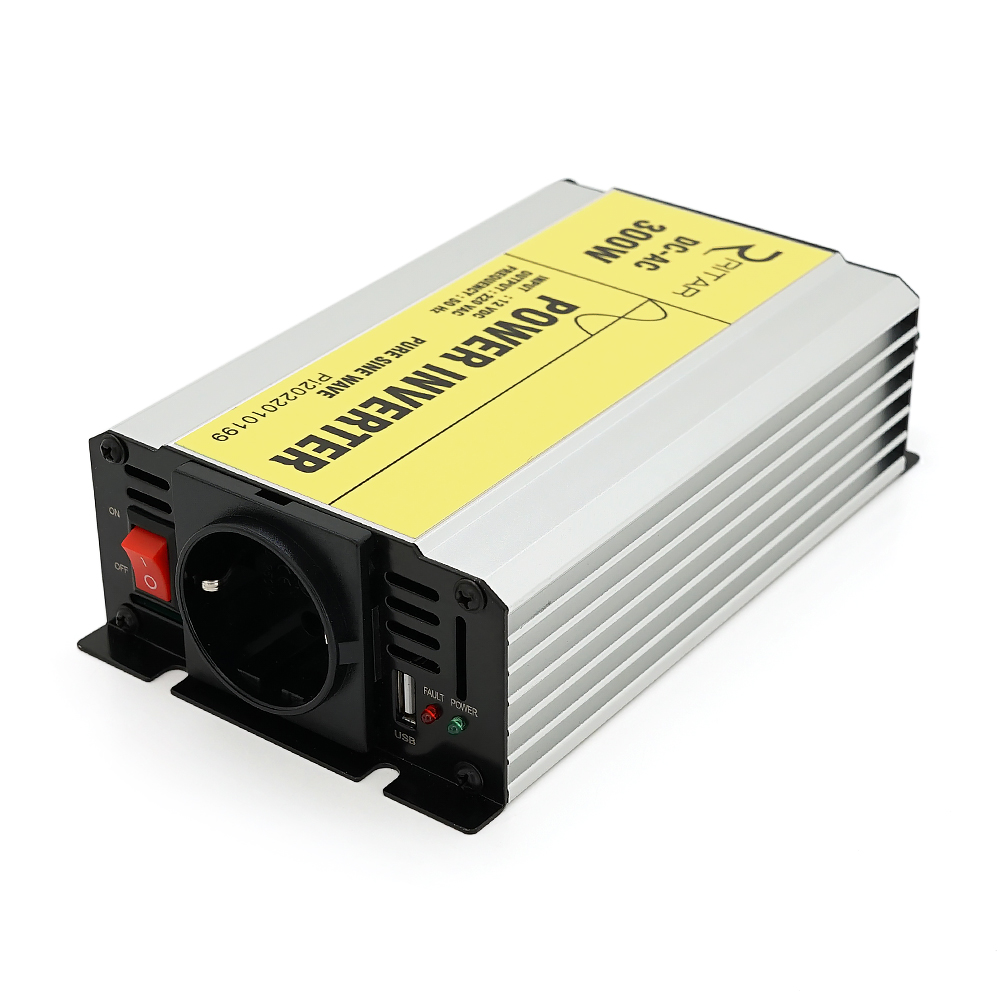 Інвертор напруги RITAR RSC-300, 12V / 220V, 300W з правільною синусоїдою, 1xShuko, 1xUSB, клемні дроти, BOX, Q20