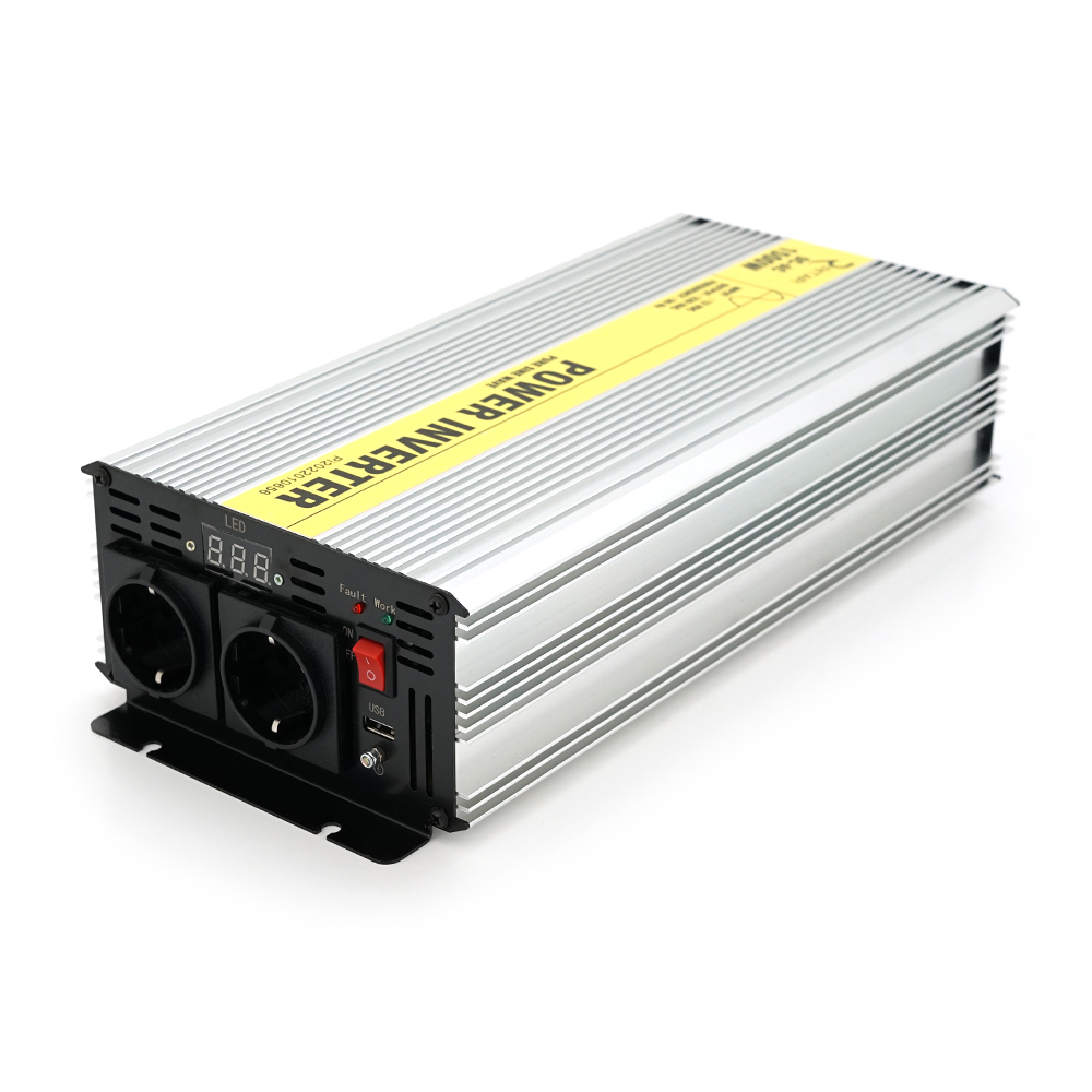 Інвертор напруги RITAR RSC-1500, 12V / 220V, 1500W з правільною синусоїдою, 2xShuko, 1xUSB, клемні дроти, BOX, Q4