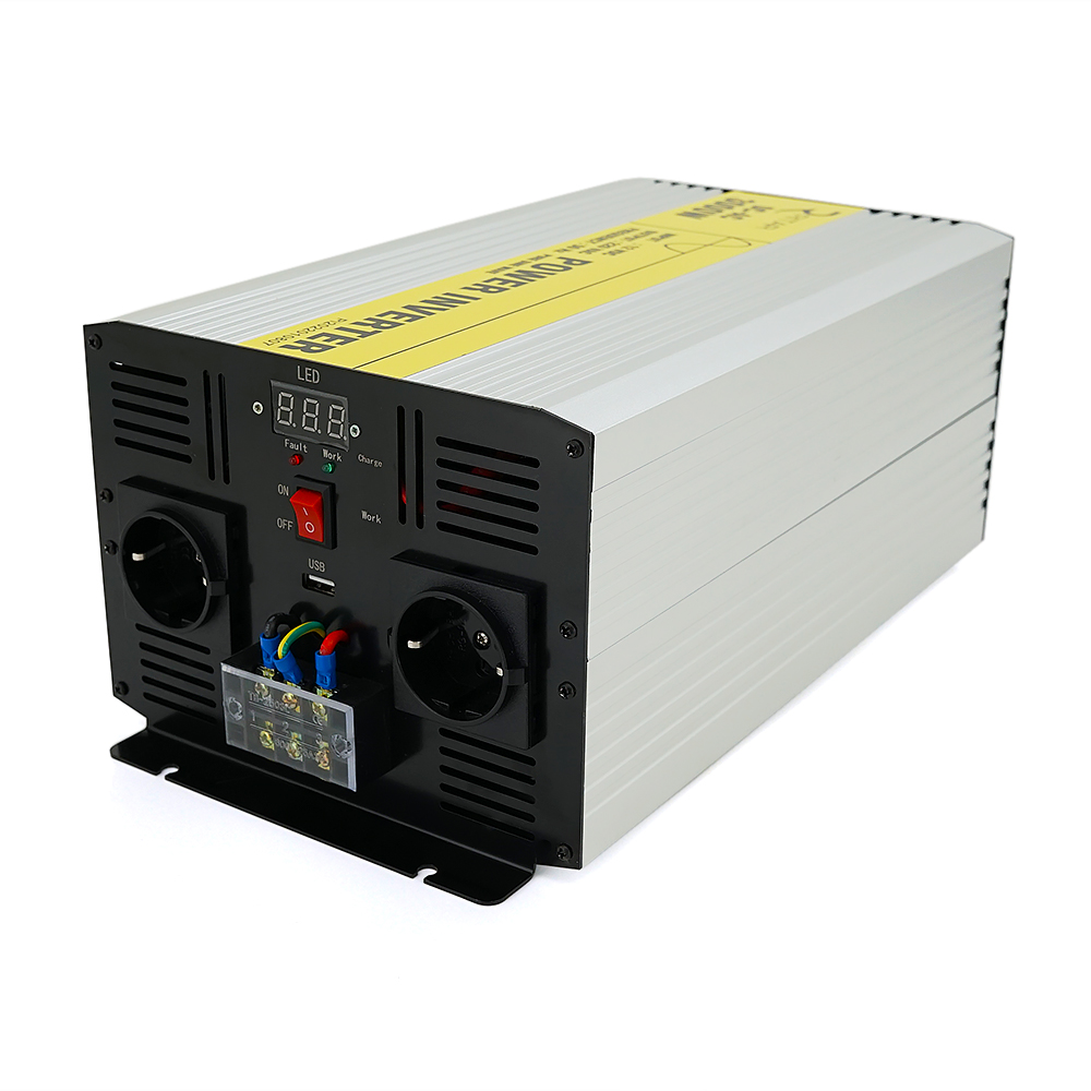 Інвертор напруги RITAR RSC-3000, 12V / 220V, 3000W з правільною синусоїдою, 2xShuko, 1xUSB, клемні дроти, клемні колодки, BOX, Q2