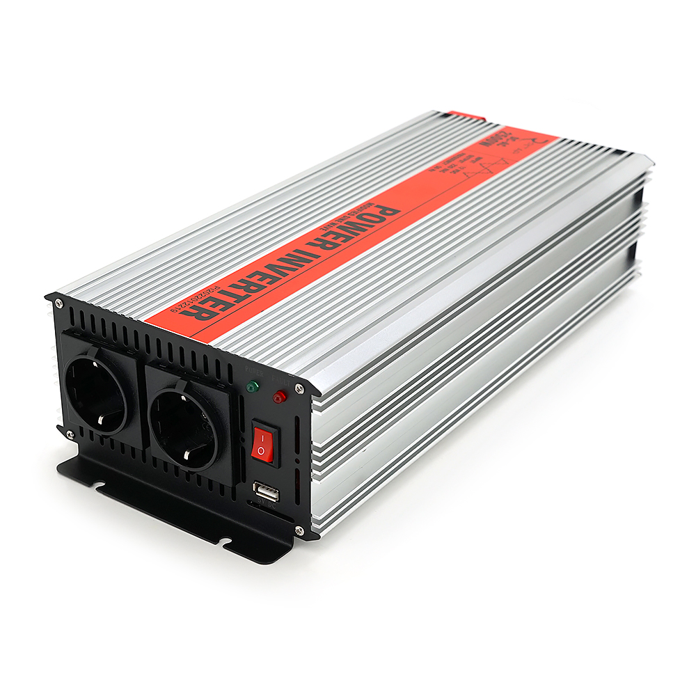 Інвертор напруги RITAR RSX-2500, 12V / 220V, 2500W з апроксимувати синусоїдою, 2xShuko, 1xUSB, клемні дроти, BOX