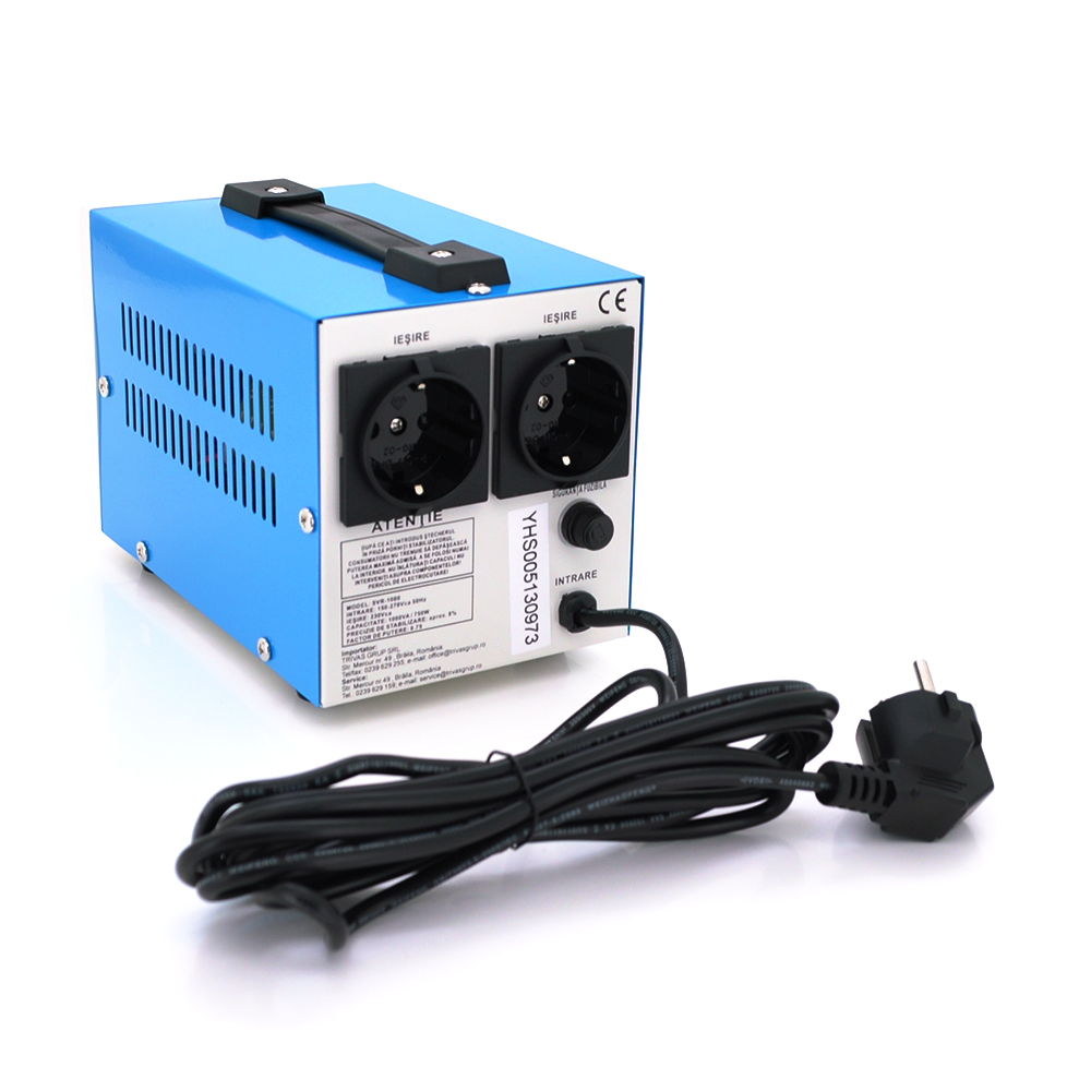 Стабілізатор напруги релейний Westech SVR-1000VA / 750W однофазний, напольного монтажу, LED дисплей, діапазон 150-270V, AC230±8%, 2*Shuko