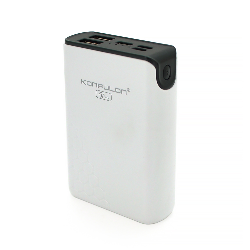 Power bank Konfulon A6 mini, 10000mAh, 2.1A, White / Black, (210g), Blister