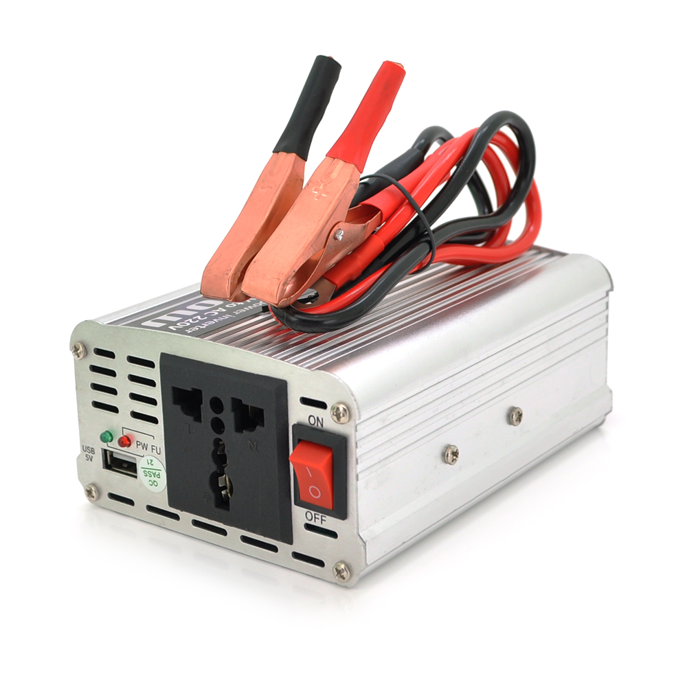 Інвертор напруги PI 500ВА(300Вт), 12 / 220V, approximated, 1 універсальна розетка, клем + крокодили+АЗУ