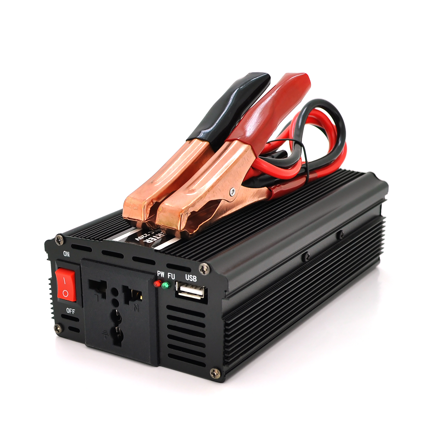Інвертор напруги PI 2000ВА(1200Вт), 12 / 220V, approximated, 1 універсальна розетка, клем + крокодили