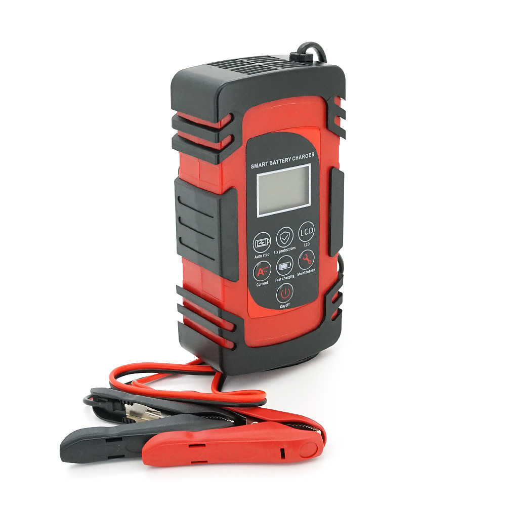 Автоматичне ЗУ для акумулятора DEMUDA 12V / 24V (MF,WET,AGM,GEL), AC110 / 220V, DC:14,8В / 29,6В, Струм заряду 12V / 6A, 24V / 4A, LCD, крокодили