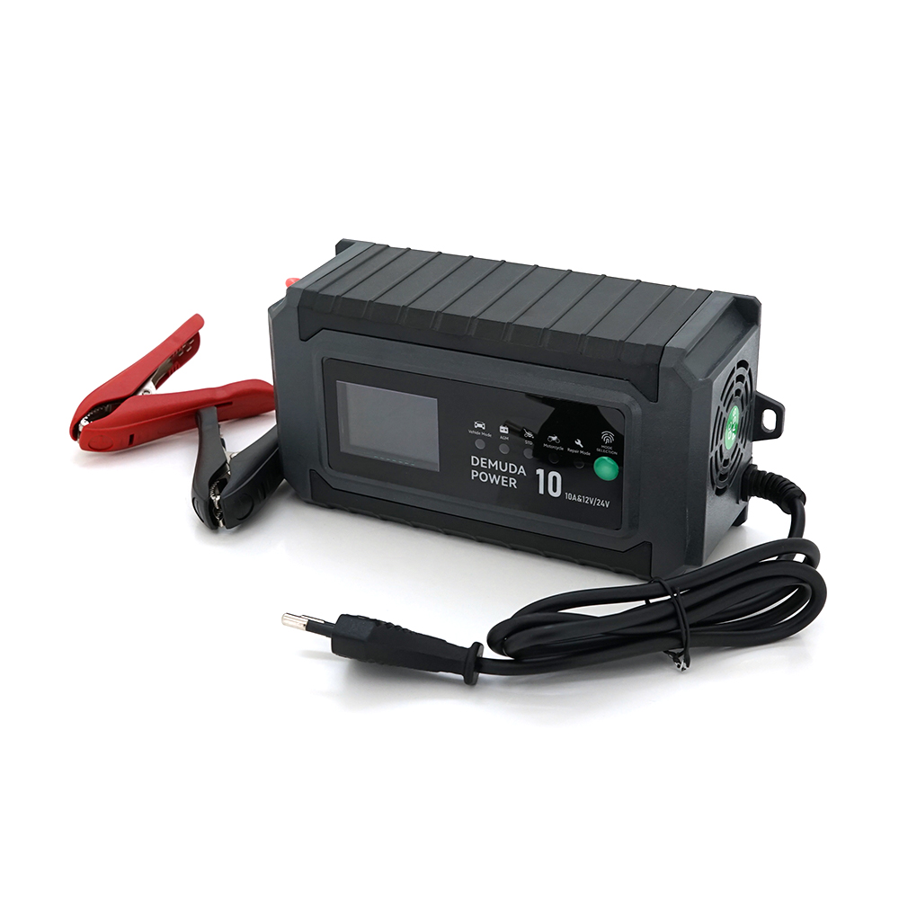 Автоматичне ЗУ для акумулятора DEMUDA 12V / 24V (MF,WET,AGM,GEL), AC110 / 220V, DC14,8В / 29,6В, Струм заряду 12V / 10A, 24V / 6A, LCD