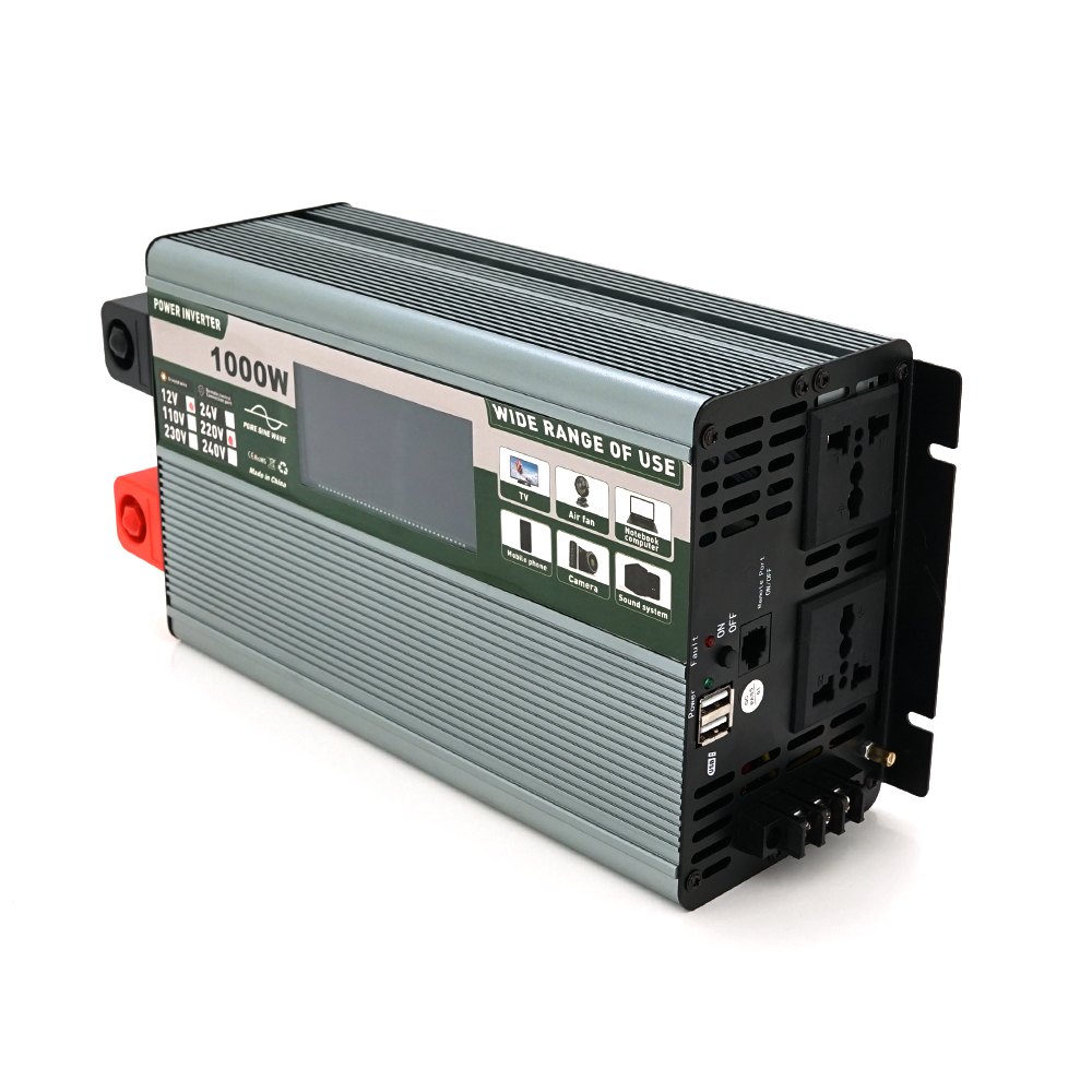 Інвертор напруги Demuda DMDPSW-1000W, 12V / 220V, 1000W з правильною синусоїдою, 2 універсальні розетки, 2 USB, Rj 45, клемні дроти, Q6