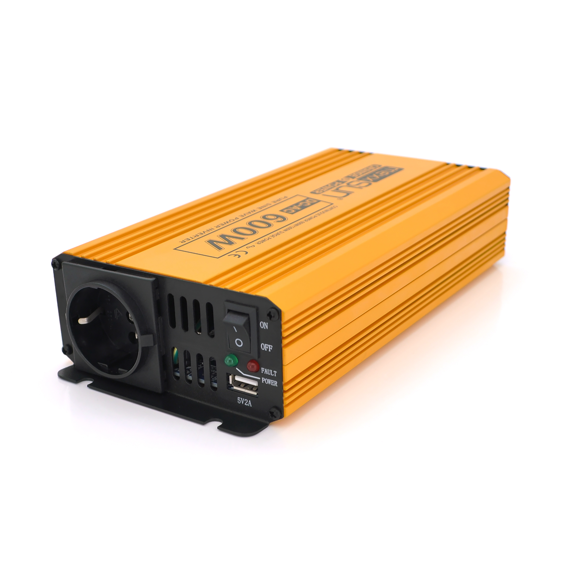 Інвертор напруги Mexxsun MXSPSW-600, 12V / 220V, 600W з правильною синусоїдою, 1 Shuko, 1 USB, клемні дроти, Q8