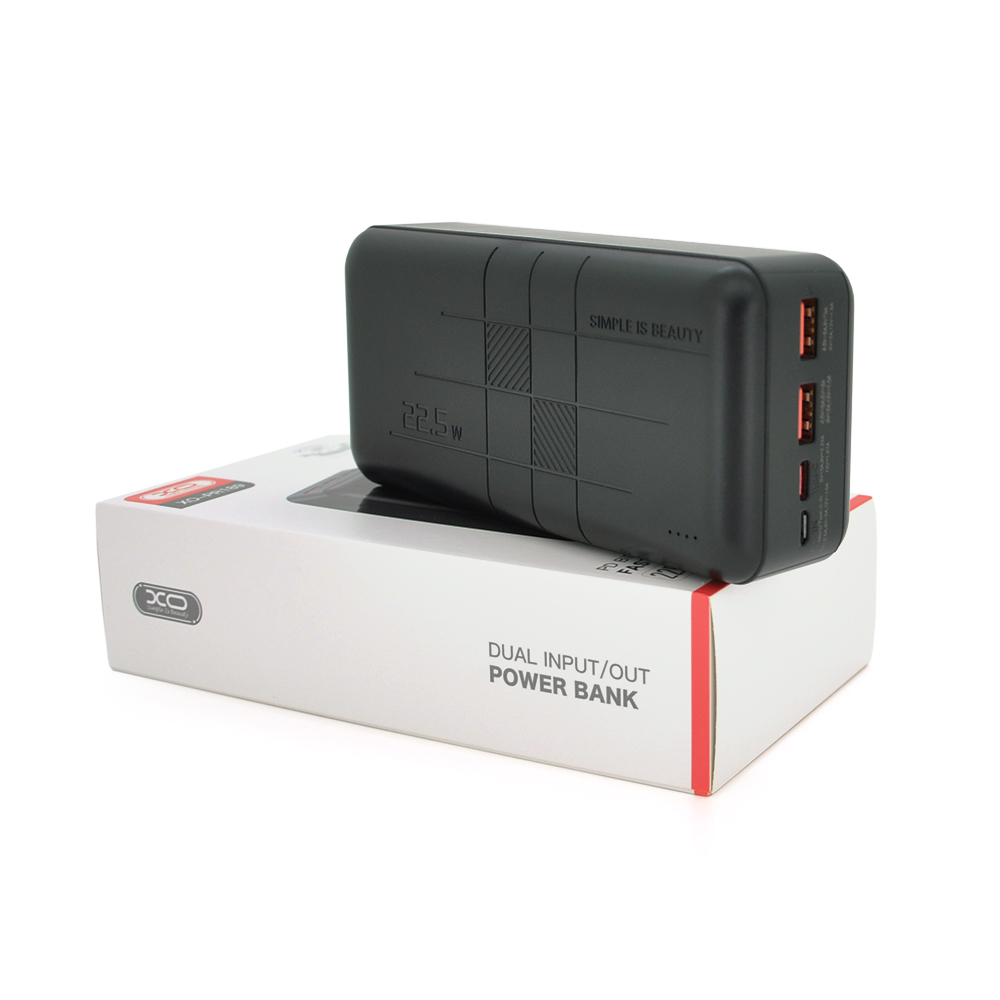 PowerBank XO-PR189 30000mAh, Input:5V / 2.5A, 9V / 2A,12V / 1.5A (Type-C, MicroUSB), Output: 4.5V / 5A,5V / 4.5A, 5V / 3A,9V / 2A, 12V / 1.5A (2хUSB, Type-C),Q20,plastic,Black