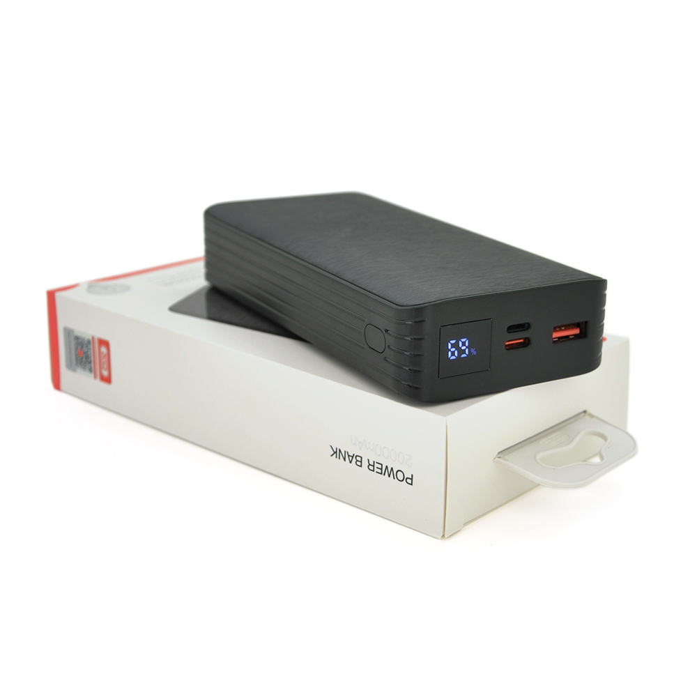 PowerBank XO-PR144 20000mAh, Input:5V / 2А(Lightning),5V / 3 А,9V / 2А(Type-C),Output:5V / 3А,9V / 2А, 12V / 1,5А(USB),Q68,PD20W, plastic, Black