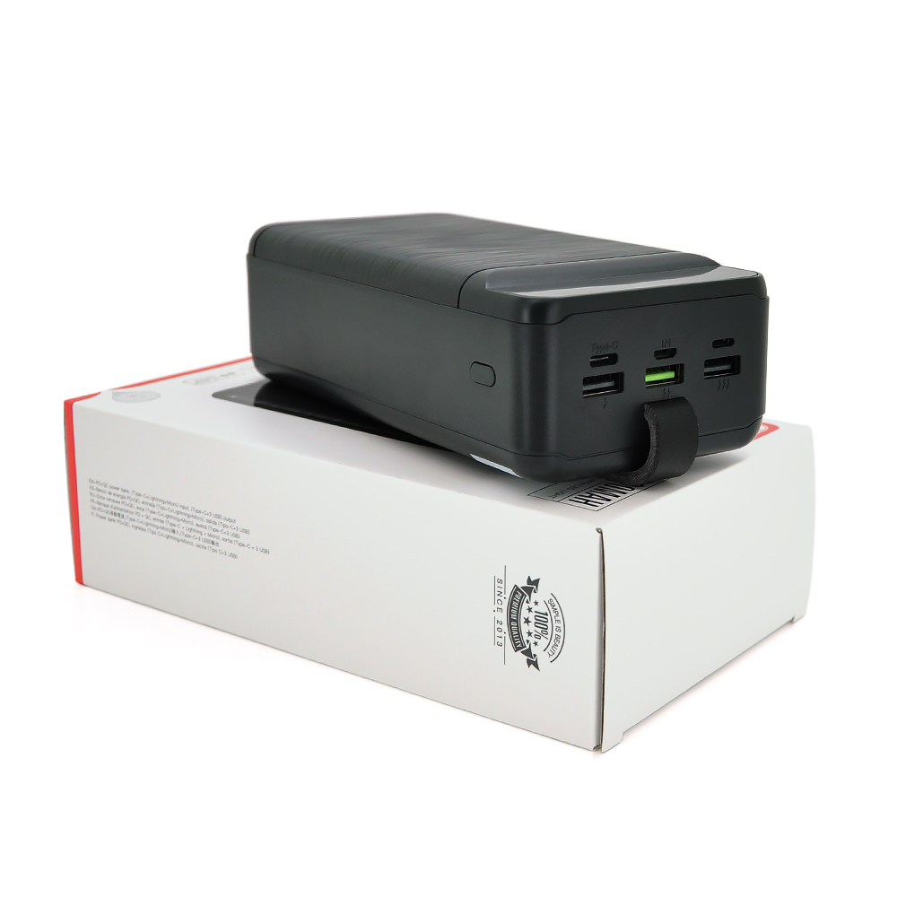 PowerBank XO-PR158 50000mAh, Input:5V / 2.5A, 9V / 2A,12V / 1.5A (Micro, Type-C, Lightning),Output: 5V / 2A, 9V / 2A (3хUSB,Type-C), Q18,plastic,Black