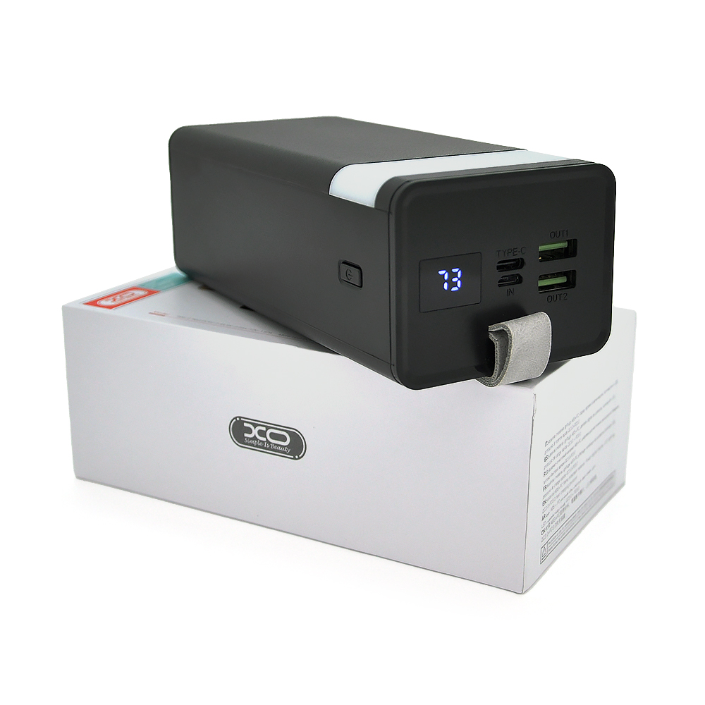 PowerBank XO-PR130 40000mAh, Input:5V / 3A, 9V / 2.23A,12V / 1.67A (MicroUSB,Type-C), Output: 5V / 4.5A,5V / 3A,9V / 2A, 12V / 1.5A (2USB,Type-C), Q44,Black