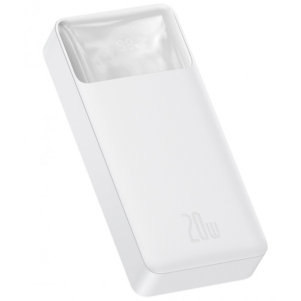 Powerbank Baseus Bipow 20000mAh, Input:5V / 2A / 3A,9V / 2A(microUSB,Type-C), Output:5V / 3A,9V / 2A,12V / 1.5A(2хUSB),Q40,plastic,White