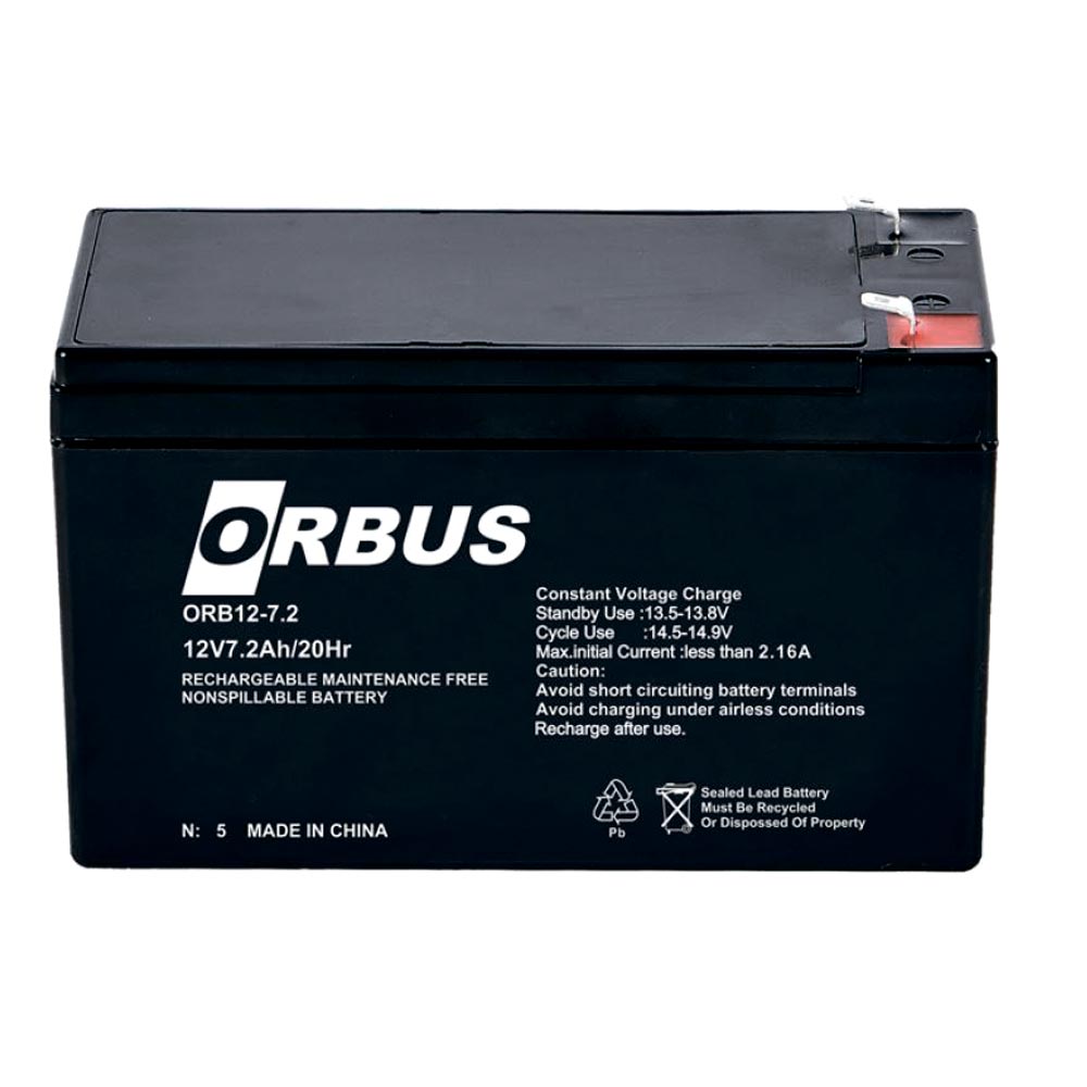 Акумуляторна батарея ORBUS ORB1272 AGM 12V 7,2Ah (150 x 65 x 90) 2.0 kg Q10 / 450