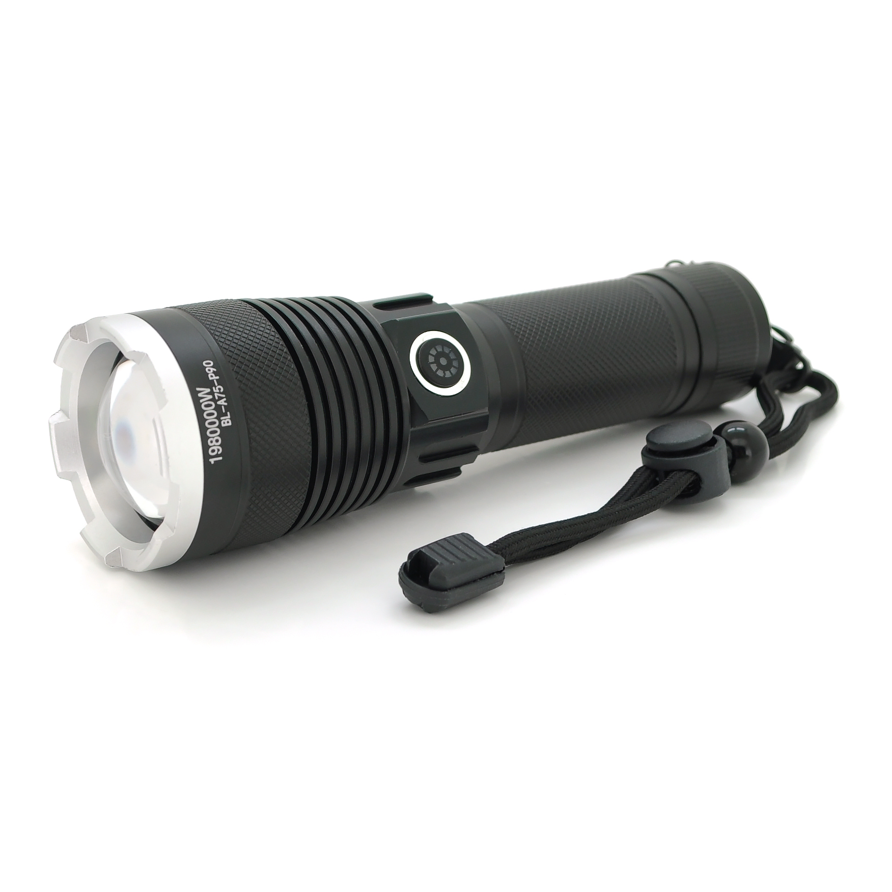 Ліхтар ручний Bailong BL-A75-P90, 1LED Cree XHP50.2, 19W, 5 режими, ZOOM,26650 / 6800mah / 3xААА, Black, IP40, кабель USB-micro, 160х46х32мм, BOX