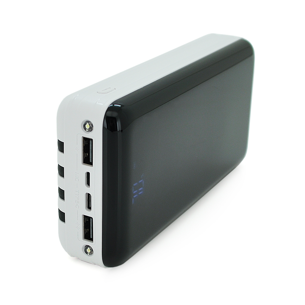PowerBank Bix-30000mAh, Input:MicroUSB+Type-C, Output:4USB / Type-C / MicroUSB / Lightning, QC22.5W / PD20W, White