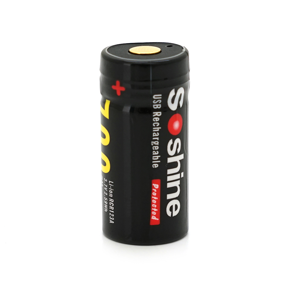 Акумулятор Soshine RCR123USB 16340 / CR123 Li-Ion, microUSB, 700mAh, 2.1A, 4.2 / 3.7 / 2.75V, Black