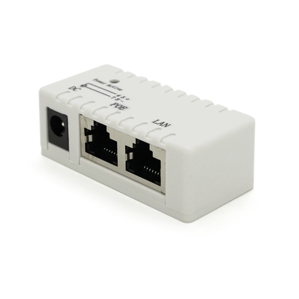 POE інжектор IEEE 802.3af PoE з портом Ethernet 10 / 100 Мбіт / с, White