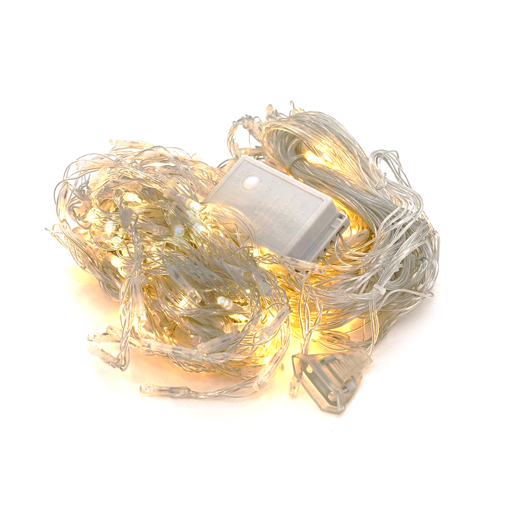 Гірлянда 400LED Водоспад (White Hot), 8 режимів, 3*2метри, прозора ізоляція, BOX