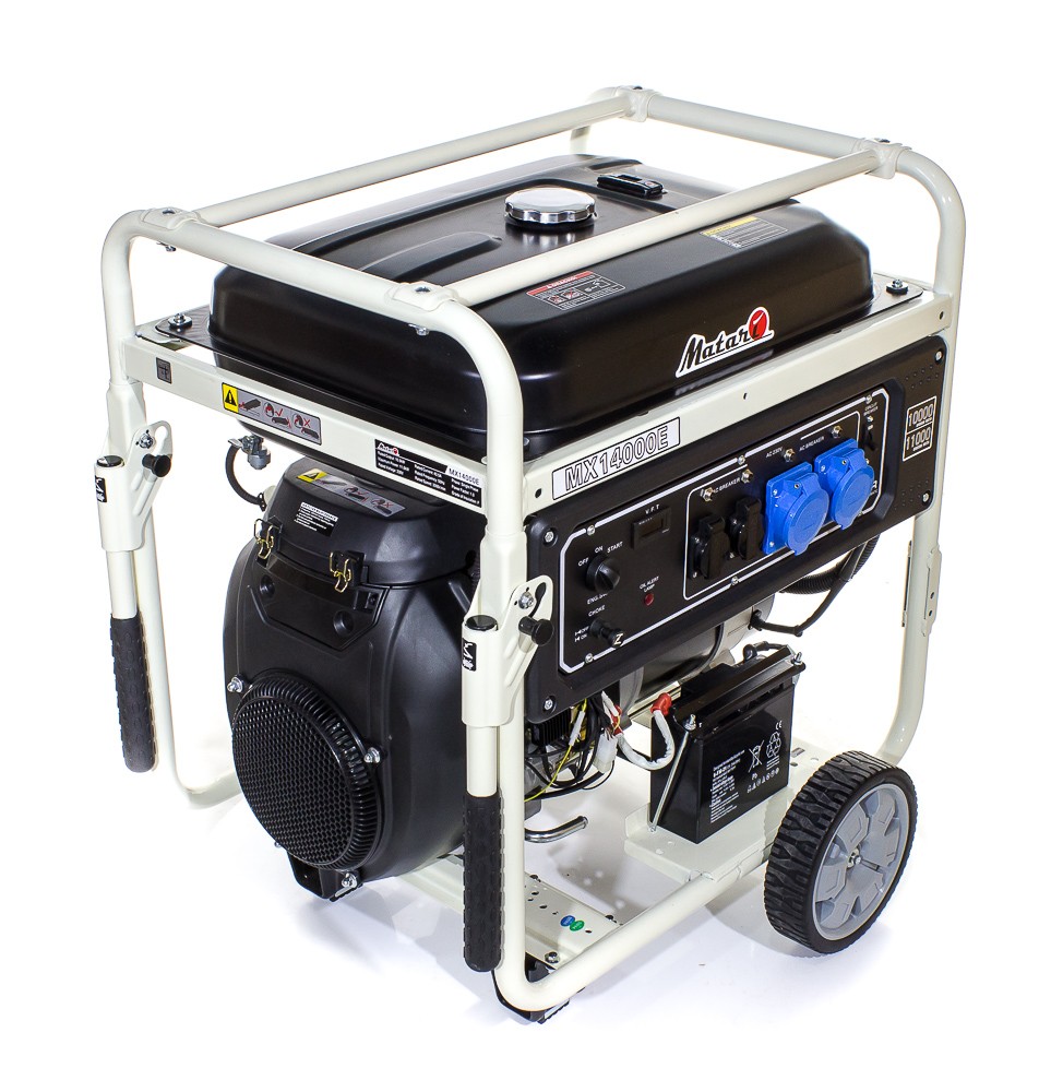 Бензиновий генератор Matari MХ14000E (10 кВт), однофазний 220V, 50Hz, об'єм бака 50л, стартер (без АКБ)