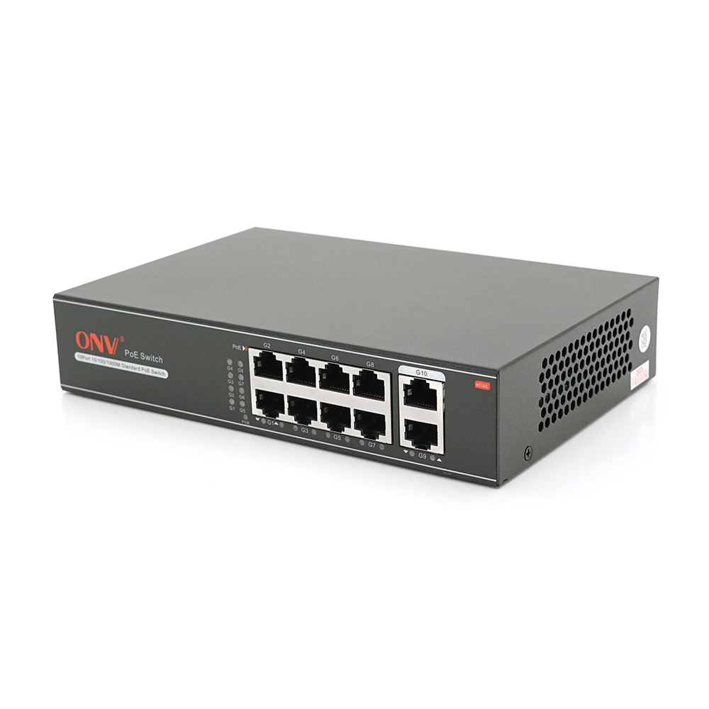 8мі портовий PoE Full Gigabit комутатор ONV-H3108P, 8xPoe1000Мбіт + 2х1000 Мбіт, IEEE802.3af / at, загальна потужність 120 Вт
