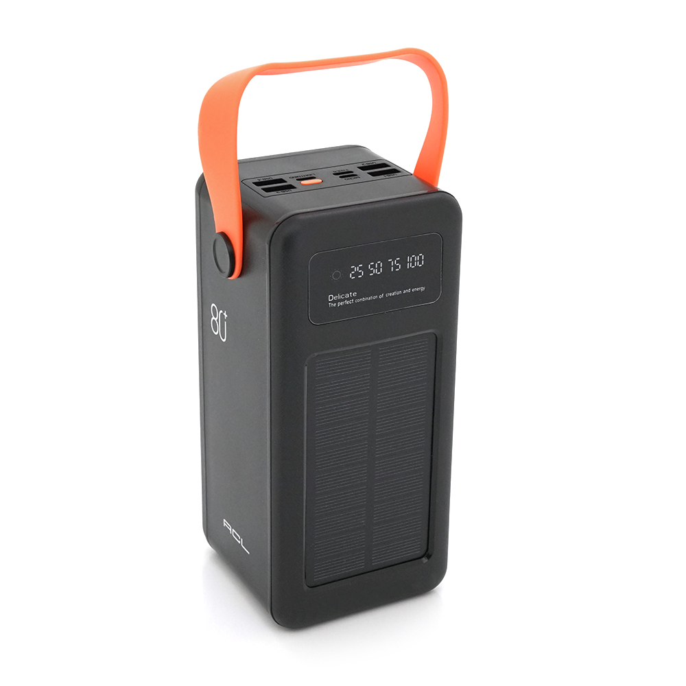 Powerbank ACL PW-53 80000mAh, 4xUSB, Solar, ліхтар, 1,9 кг, Black, Box
