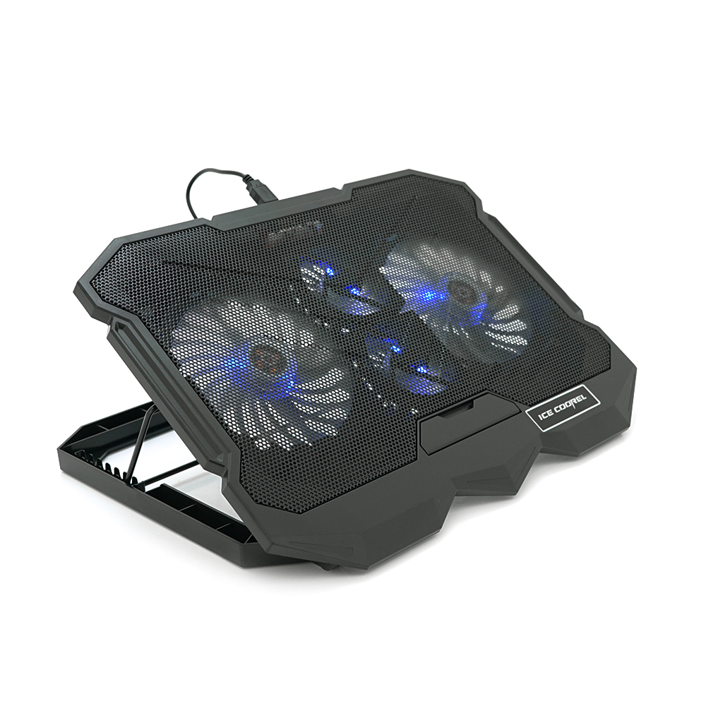 Підставка під ноутбук IceCoorel K22, 10-17", 2*125мм+2*70мм 2600±10% RPM, корпус пластик+алюміній, 385x280x28mm, Black, Box, Q10