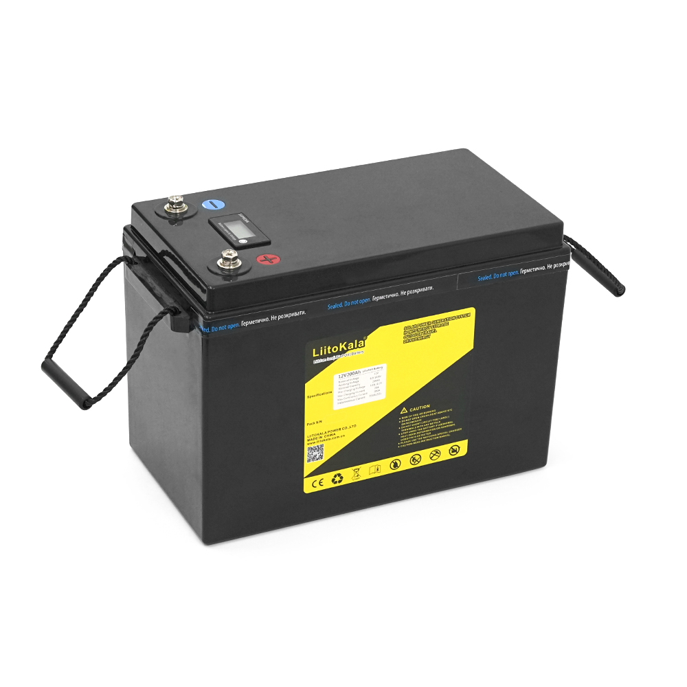 Акумуляторна батарея LiitoKala LiFePO4 12,8V 200Ah BMS(20(100) / 200A) з LCD дисплеєм (355 * 180 * 245mm), 16kg