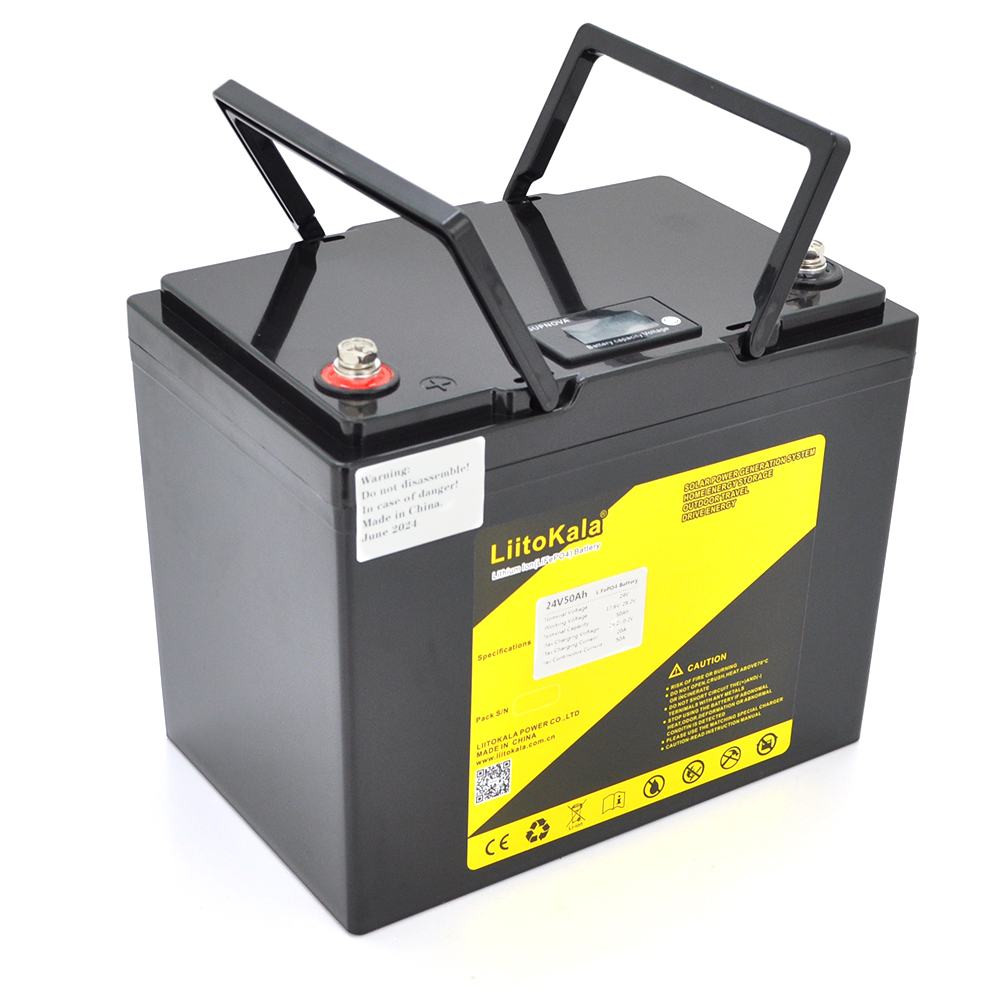Акумуляторна батарея LiitoKala LiFePO4 24V(29,2V) 50Ah BMS(10(50) / 100A) з LCD дисплеєм (260*170*215mm), 10kg