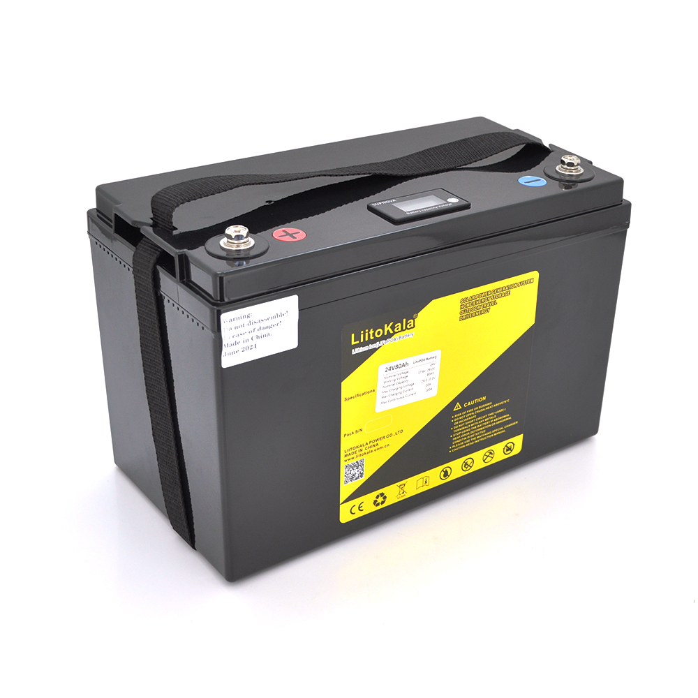 Акумуляторна батарея LiitoKala LiFePO4 24V(29,2V) 80Ah BMS(10(50) / 100A) з LCD дисплеєм (340*180*226mm), 11.5kg