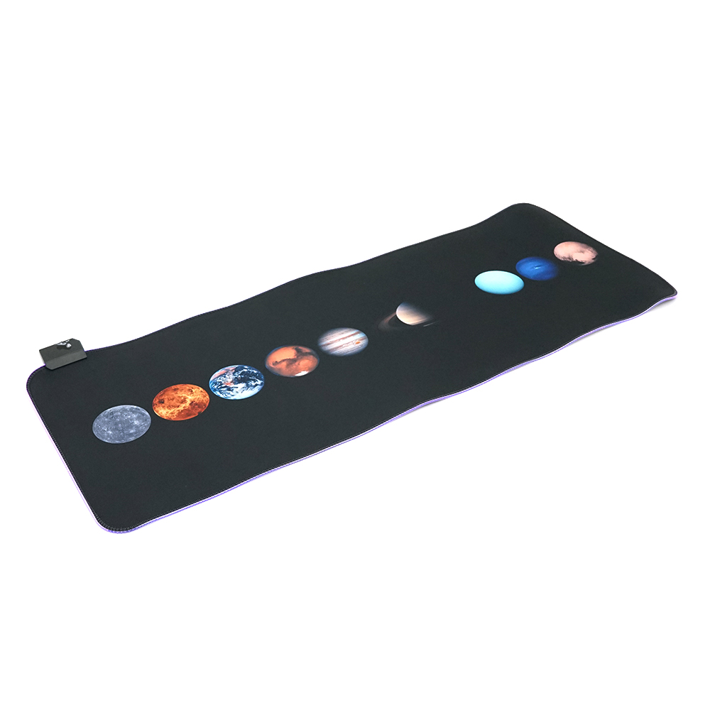 Килимок 300*800 для миші "Planets marbles" тканинний з боковою прошивкою, товщина 3 мм, RGB підсвічування, живлення USB 1,8 м, Color Box