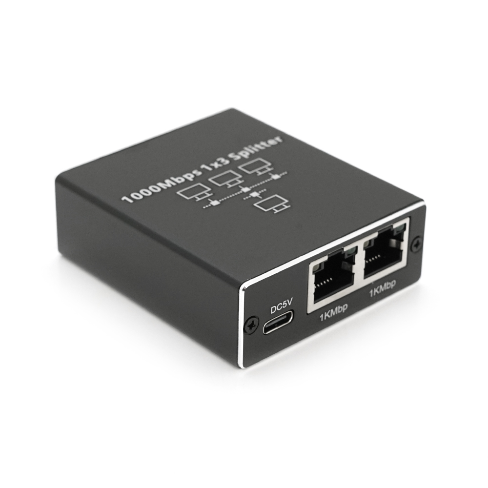 Активний RJ45 сплітер 1=>3 порту, підтримує 1000Mbps, with Type-C power supply