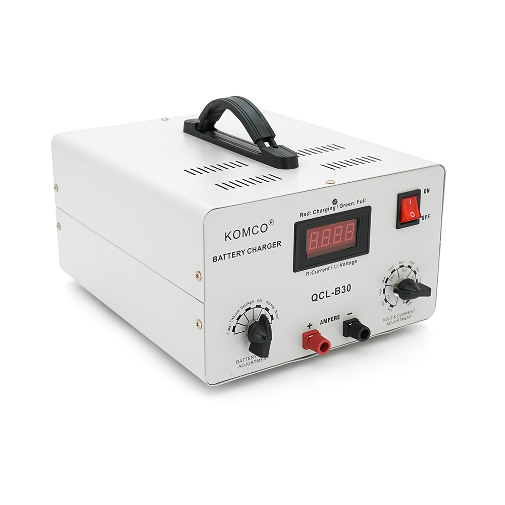 Зарядний пристрій для акумуляторів QCL-B30, AGM / LiFePO4, output:12-72V, 5А-16А, крокодили, 290x247x157mm