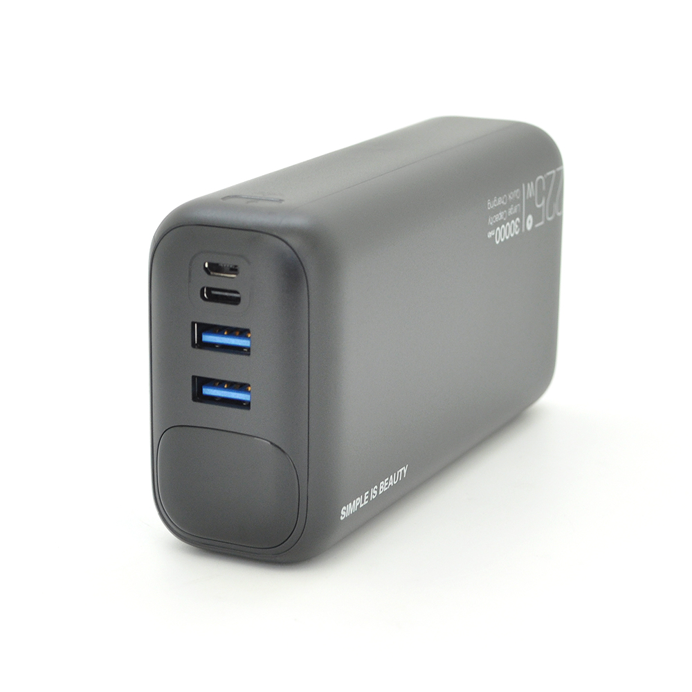 PowerBank 30000mAh, Input: (1хType-C, 1x MicroUSB), Output: (2хUSB, 2хType-C), PD20W, plastic, Black, Q20