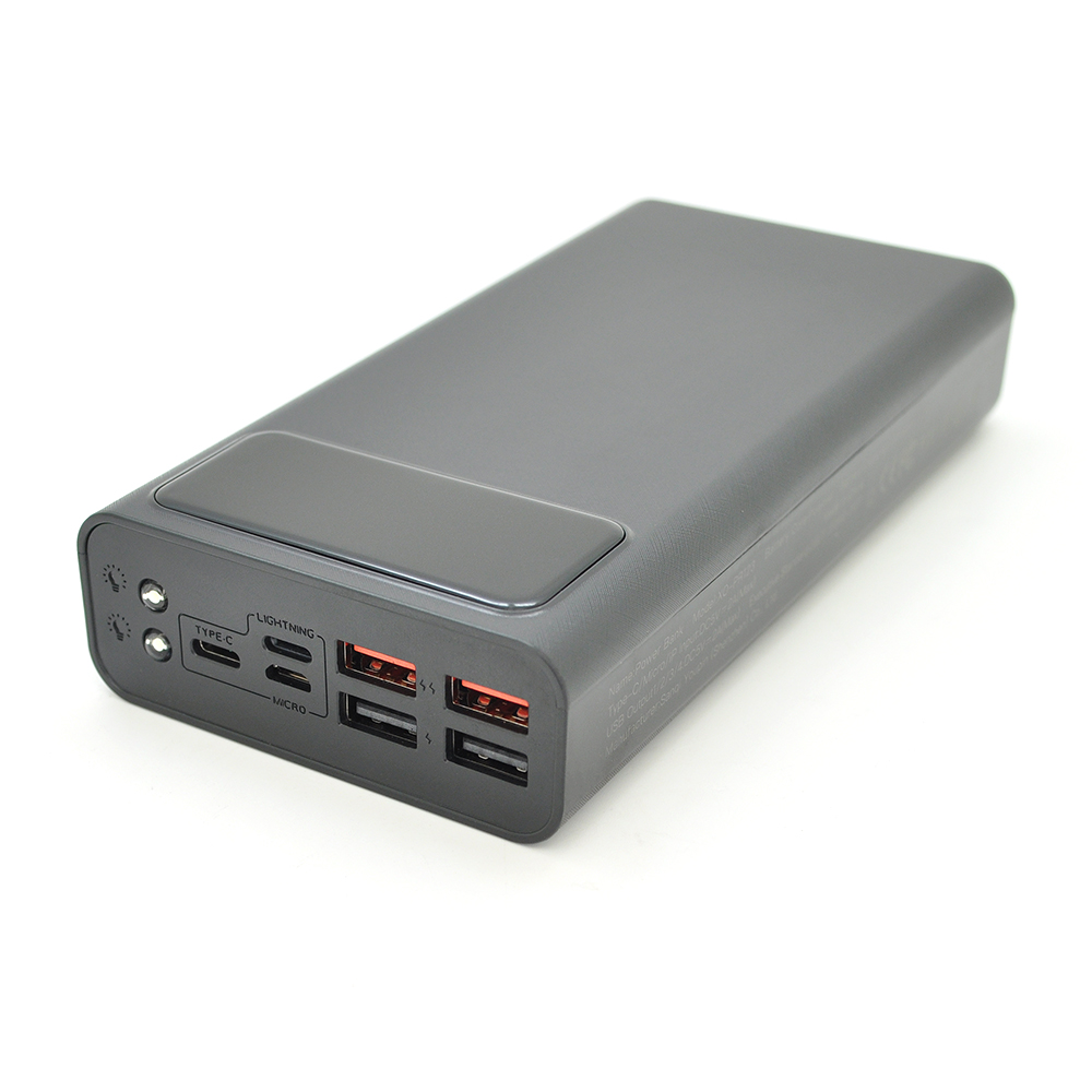 PowerBank XO-PR123 30000mAh, flashlight, Input :5V / 2.5A, 9V / 2A, 12V / 1.5A (Micro,Type-C,Lightning), Output:5V / 3A ,9V / 2A, 12V / 1.5A (3USB,Type-C), Q56,plastic,Black