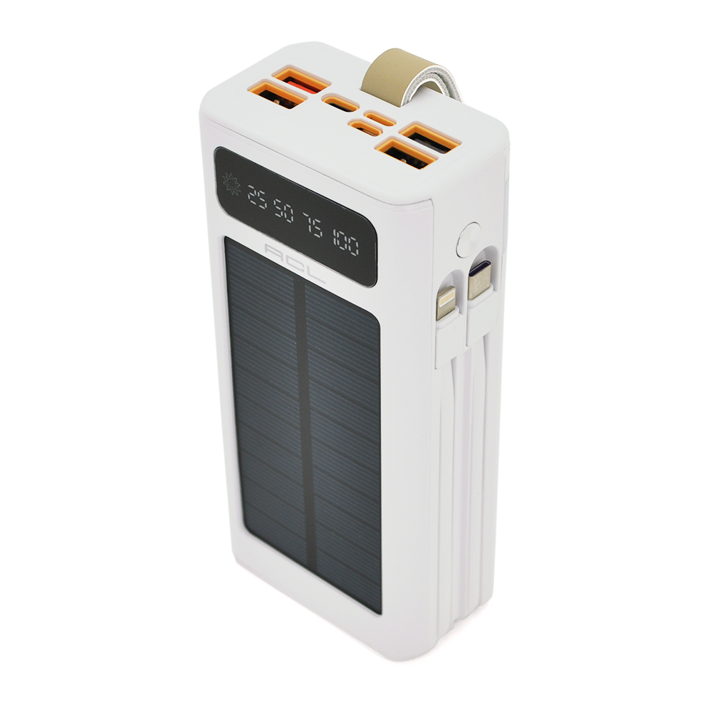 Powerbank ACL PW-90 30000mAh, SOLAR, TypeC + Lighting, 0,72kg, WHITE, Box