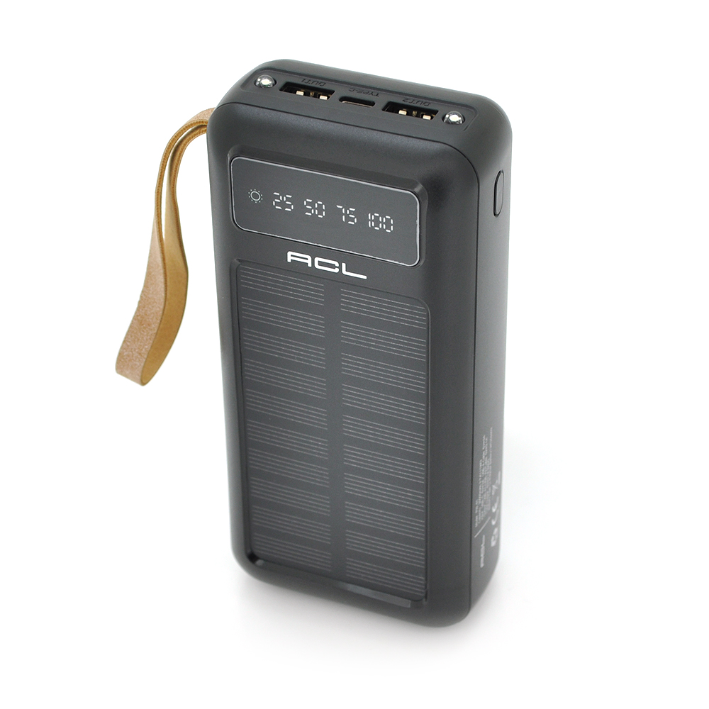 Powerbank ACL PW-61 30000mAh, SOLAR, Type-C / Lighting / Micro / USB, Black, Box