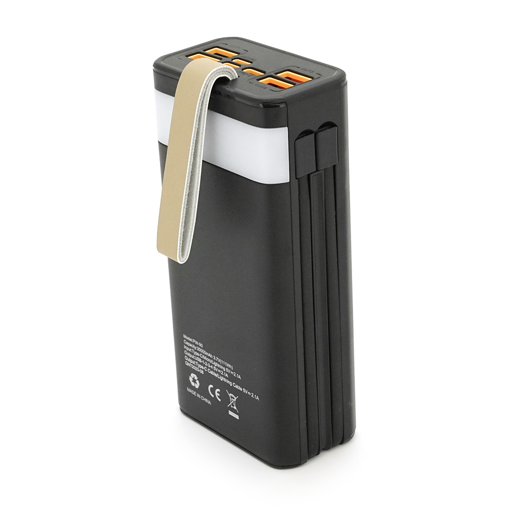 Powerbank ACL PW-90 30000mAh, SOLAR, Кабель TypeC + Lighting, 0,72kg, Black, Box — Фото 2